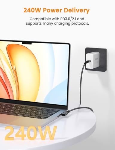 XAOSUN Right Angle USB 4 v2 Cable for 90 Degree Thunderbolt 4 Cable 4.9FT - size: 4.9FT