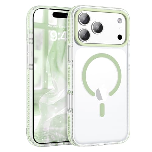 BENTOBEN Magnetic for iPhone 17 Pro Max 6.9" Case, Compatible with Magsafe Shockproof Protective Bumper Cute Transparent Slim Anti-Yellowing Phone Case for iPhone 17 ProMax Cover, Clear Green - color: Clear Green, size: for iPhone 17 Pro Max 6.9"