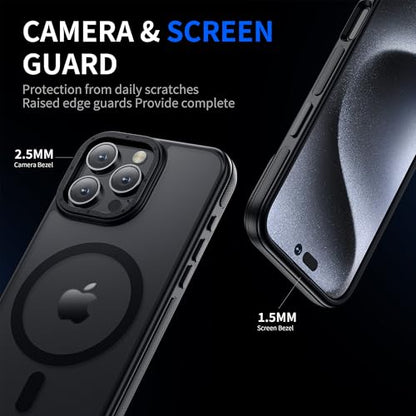 Strong Magnetic case for iPhone 16 Pro [10Ft Military-Grade Protection] Compatible with fit MagSafe Shockproof Slim Thin Cover 6.3 inch 16 Pro Phone case, Black Bumper - color: A1-Black Bumper, size: iPhone 16 Pro(6.3")
