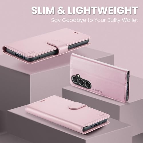 FLIPALM Wallet Case for Samsung Galaxy A37 5G, Card Holder, Pink | Card Holder, RFID Blocking, PU Leather Folio Flip, Kickstand, Protective Shockproof Cover - color: Pink
