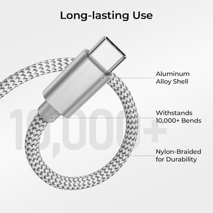 Basesailor USB A to USB C Cable 6.6FT 2Pack - color: Silver, size: 2Pack 6.6FT(2M), style: 2 Pack