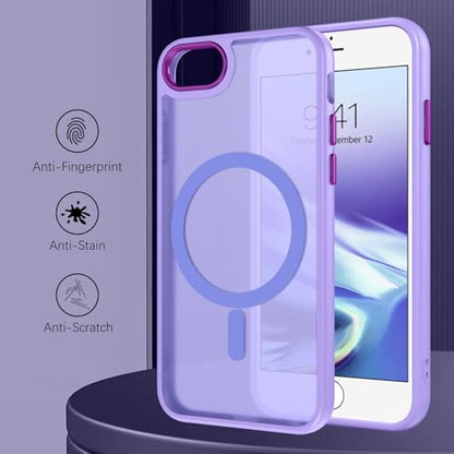 DUEDUE for iPhone 8 Plus Case, iPhone 7 Plus Case Magnetic[Compatible with Magsafe], Translucent Matte Back Protective Cover Shockproof Phone Case for iPhone 7 Plus/8 Plus, Light Purple - color: Light Purple