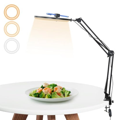 UTEBIT 10 inch Upgrade Ring Light Overhead Camera Phone Mount for Desk