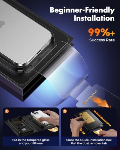 UNBREAKcable iPhone 16 Pro Full-Coverage Screen Protector - 3 Pack | Quick-Install Box, Edge-to-Edge Coverage, 9H Hardness, Ultra HD Clarity, Daily Protection, Smooth Touch - size: iPhone 16 Pro