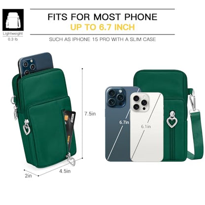 YINHEXI Small Crossbody Bags for Women Trendy, Mini Triple Compartment Cell Phone Crossbody Wallet Purses - color: Dark Green-2