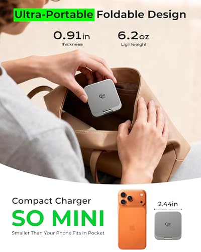 3 in 1 Charging Station for Apple - Qi2.2 25W Magnetic Wireless Charger for iPhone 18/17, Apple Watch, AirPods, Travel Fast Charging Foldable Stand with 45W GaN Adapter, Aluminum Alloy Design - color: Titanium Color