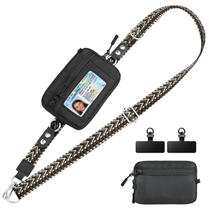 TiMOVO Clip and Go Phone Strap with Wallet, Black & Brown Contrast V - color: Black & Brown Contrast V, style: Classic