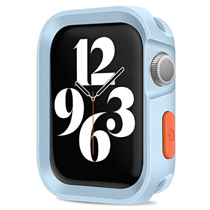 Amizee Rugged Case Compatible with Apple Watch Case Series 9/8/7 45mm SE 3/2/1 Series 6/5/4 44mm, Soft TPU Shockproof Bumper Drop Proof Protective Cover Compatible with iWatch - Light Blue - color: Light Blue, size: 44mm/45mm