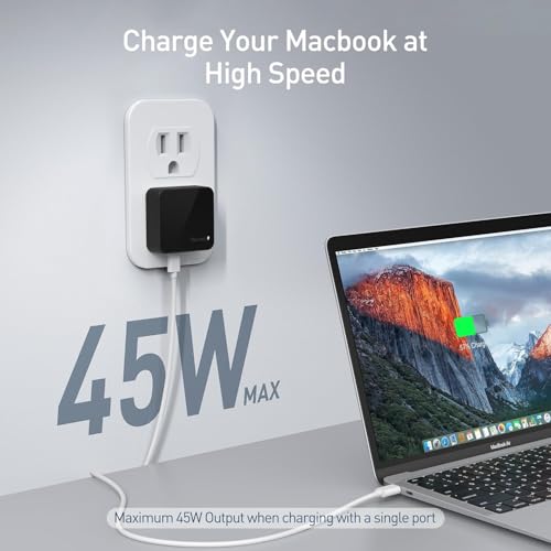 Nekmit Flat USB C Wall Charger, 47W Dual Ports USB C Charger Block, PPS Fast Charging Wall Plug for iPhone 17/17 Pro/17 Pro Max, Galaxy, MacBook Air, iPad, AirPods and More - color: Black