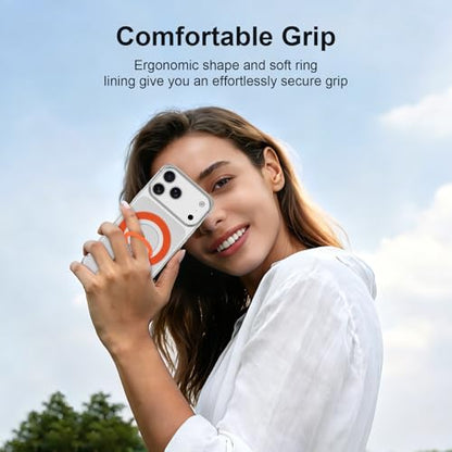 Magnetic Phone Ring for MagSafe Grip,Dual Magnetic Phone Stand - color: Orange