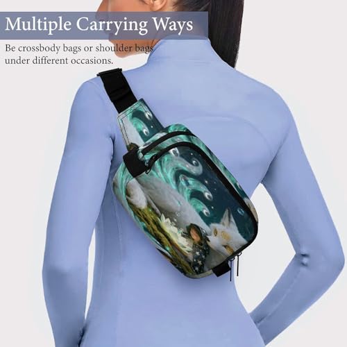 Nine-tailed Fox Fanny Packs for Women Men Double Layer Fashion Waist Pack Adjustable Belt Bag with Pockets Small Crossbody Bags for Running Hiking Workout Travel Daily Use