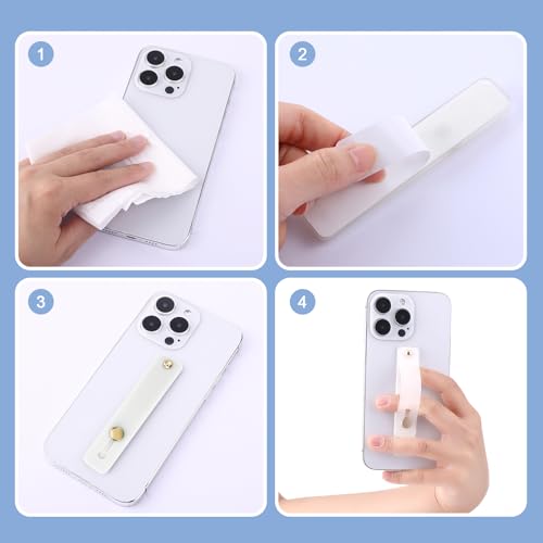 WLLHYF 2Pcs Phone Loop Holder, Silicone Phone Grip Strap Stand Universal Portable Finger Kickstand for Most Smartphones (2pcs-White) - color: White