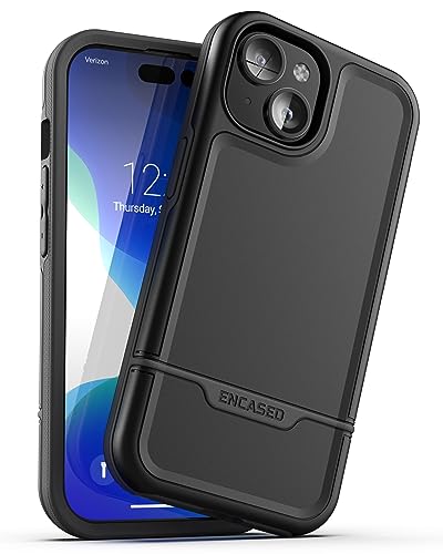 ENCASED Shockproof Case Compatible with iPhone 16 - Ultra Protective Heavy Duty Magnetic Phone Cover, Rebel Series (Black, iPhone 15 Plus) - color: Black, size: iPhone 15 Plus