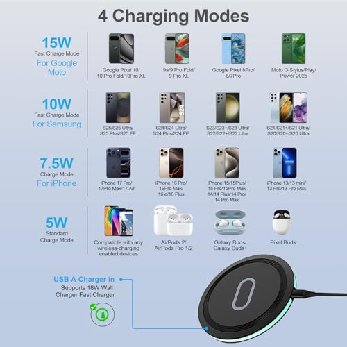 Wireless Charger Fast Charging Pad for Samsung Galaxy S26 Ultra S26 FE S25
