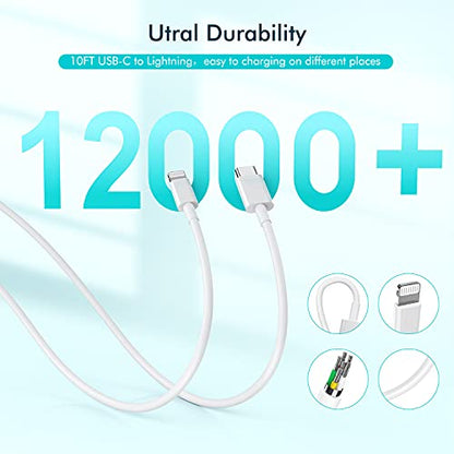 iPhone Fast Charger,10FT Extra Long Fast Charging USB C to Lightning Cable Cord with USBC iPhone Charger Block Quick PD Travel Plug for iPhone 14/Pro/Pro Max/Plus/13/12/11/Mini/Pro/XS/XR/SE2022/8/iPad