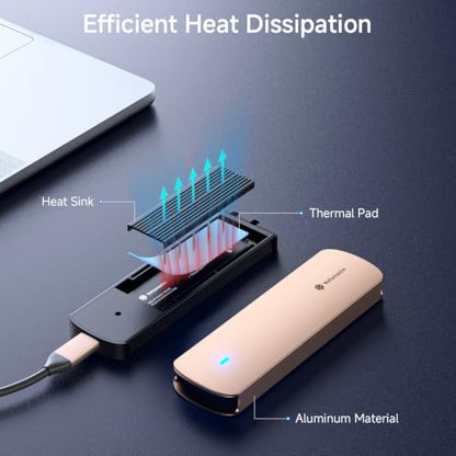 Yottamaster M.2 NVMe SATA SSD Enclosure, USB 3.2 Gen 2 10Gbps Adapter - color: Gold, size: USB-C Cable