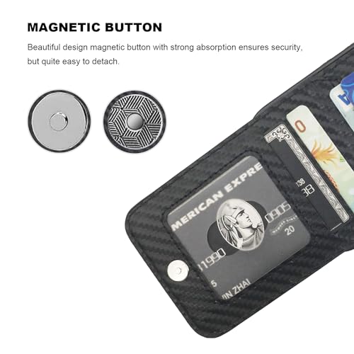 KIHUWEY for iPhone 14 Wallet Case Card Holder Kickstand, Carbon Black - color: Carbon Black