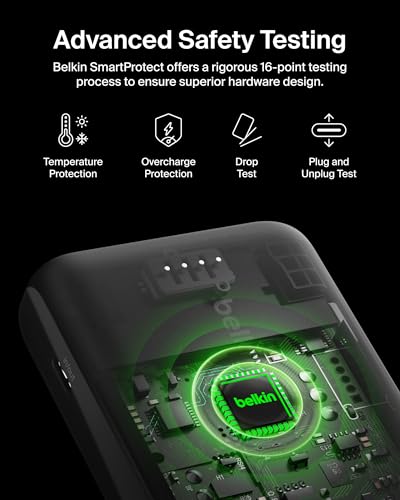 Belkin 10000mAh 15W 3 Port Power Bank, USB A to USB C Cable Included | Fast Charging, iPhone 17, Samsung Galaxy, Pixel, Airpods, iPad, Nintendo Switch 2, Battery Pack, USB C Port, USB A Port - color: Pearl Blue
