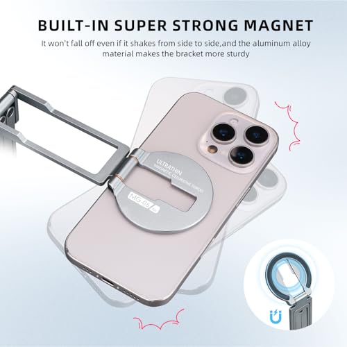 Ultra-Thin Magnetic Phone Tripod for iPhone 18 17 16 15 14 13 12, Sliver - color: Silver