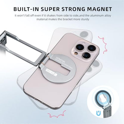 Ultra-Thin Magnetic Phone Tripod for iPhone 18 17 16 15 14 13 12, Sliver - color: Silver