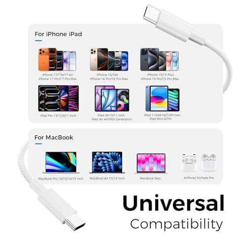 USB C to USB C Cable 3FT 2-Pack, Apple MFi Certified Braided Charging Cord - size: 3FT