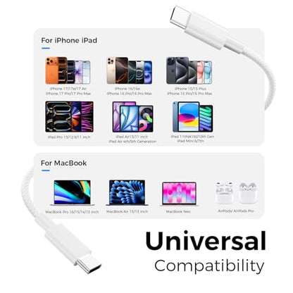 USB C to USB C Cable 3FT 2-Pack, Apple MFi Certified Braided Charging Cord - size: 3FT