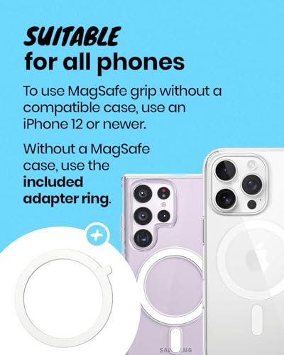 OnTheGrip Compatible with Magsafe Magnetic Authentic Translucent Color Design Collapsible Mobile Phone Grip Stand Holder for Smartphone Tablet Cell Phone Accessory (Black) - color: Black