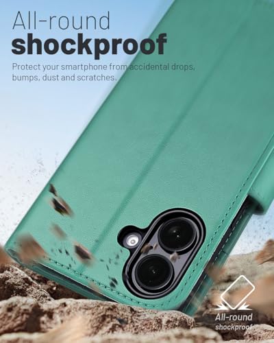 OCASE for iPhone 17 Wallet Case, Card Holder, Green | RFID Blocking, Kickstand, Magnetic Closure, PU Leather Flip Folio, Shockproof TPU Shell, Protective Phone Cover (6.3") 2025 - color: Green