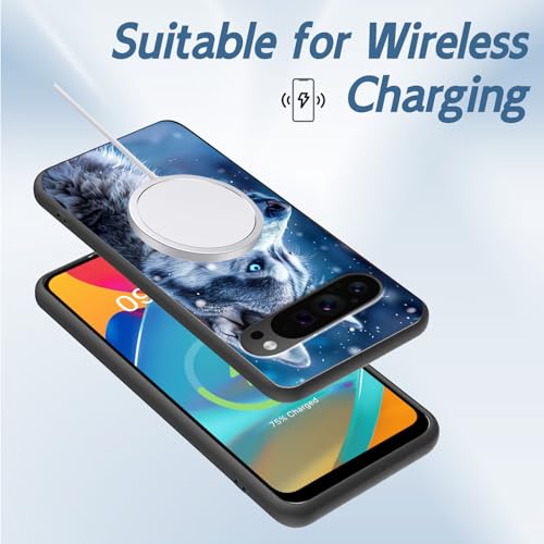 for Google Pixel 9 Pro XL Phone Case TPU Shockproof Full Body Protection Cover 6.8" Snow Blue Eyes Husky for Pixel 9 Pro XL Lightweight Compatible Wireless Charging Screen Protector Film - color: Snow Blue Eyes Husky