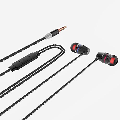 VPB Corded Earbuds HiFi Dynamic Earphones with Deep Bass Driven Noise Isolation Metal Cavity Compatible with iPhone iPad Samsung LG Tablet with Mic (4 Pairs+Microphone) - color: 4 pairs+Microphone