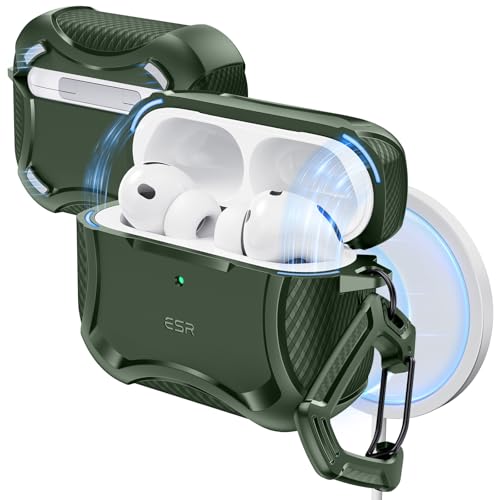 ESR for AirPods Pro 3 Case (2025), Magnetic Lid, Cyber Tough Series, Green - color: Green, size: AirPods Pro 3 Case