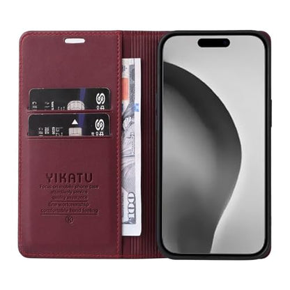 Caseurban Compatible with iPhone 16 Pro Max Wallet Case PU Leather Flip Folio Case with Card Holder Magnetic Closure Shockproof Protective Phone Cover Black - color: Black, size: iPhone 16 Pro Max