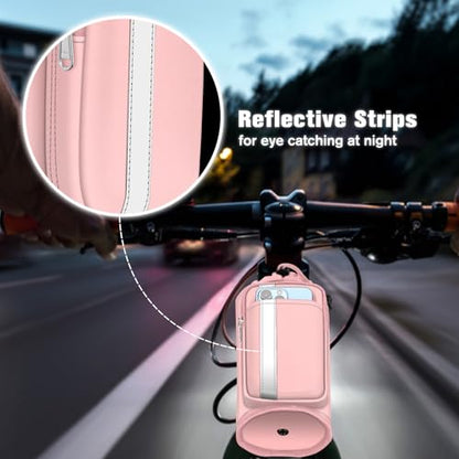 FINPAC Cup Holder for Bike, Universal Water Bottle Holder w/Phone Pockets - color: Pink