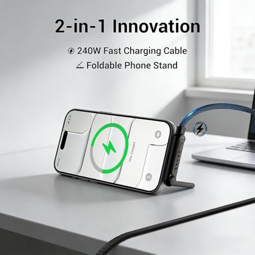 2-Pack Invisible Holder Charger, 65W, 4.9FT, 2-in-1 - size: 2PCS ( USB-A to USB-C )