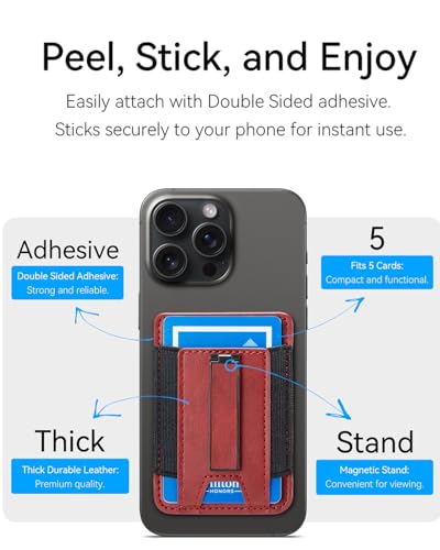 Phone Card Holder Wallet with Stand, Hold 6 Card for iPhone Andriod - color: WinRed