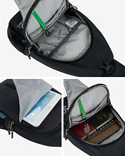 WATERFLY Crossbody Sling Backpack Sling Bag Travel Hiking Chest Bag Daypack | Additional Triangular Strap,Skin-Friendly Shoulder Strap,,Multi-compartment storage,Water-resistant,Breathable back pad - color: Pure Black(other Style)