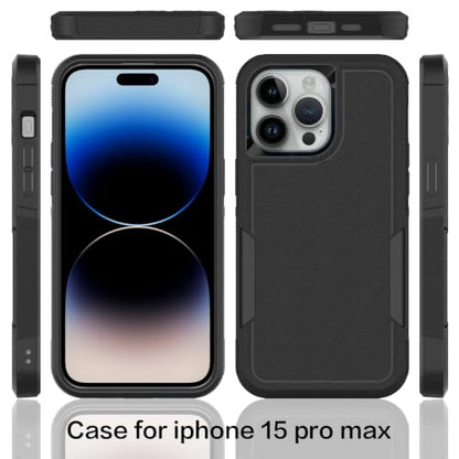 Heavy‑Duty Rugged Anti‑Drop Shockproof Protective Phone Case for iPhone 15 Pro Max, Durable Protective Shell, Black - color: Black, size: iPhone 15 Pro Max