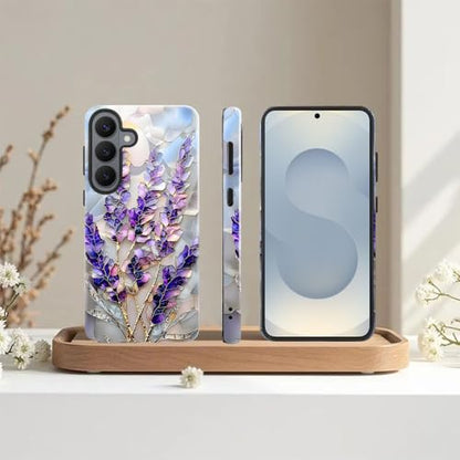 Case for Samsung Galaxy S26 Plus,Camera Protection Soft Glossy Phone Case - Lavender Flower Purple Stained Glass - color: Lavender Flower Purple Stained Glass, size: Samsung Galaxy S26 Plus