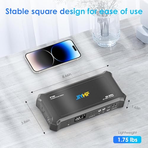 JIYHF Portable Power Station with AC Outlet - 99.9Wh Backup Battery, 100W AC & 65W USB-C PD Fast Charging Ideal for Outdoor Work - style: P100 Gray