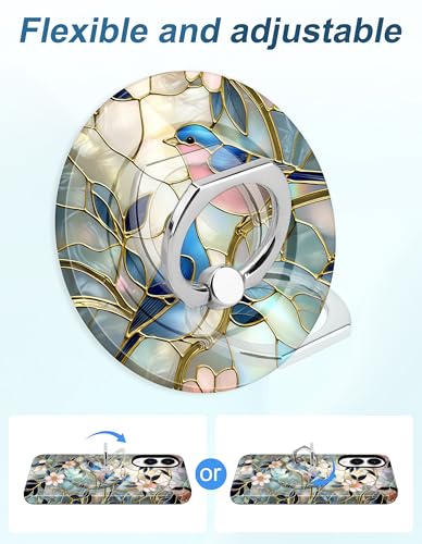Magnetic Phone Case for Samsung Galaxy A16 5G, Bird | Compatible with Magsafe, Cute Stained Glass Flower Stand Ring Holder Aesthetic, Protective Phone Cover for Women Girls - color: Stained Glass Flower Bird