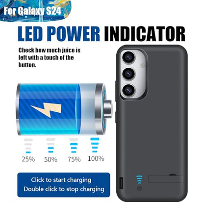 Sitong Upgraded Battery Case for Samsung Galaxy S24, 5000mAh Rechargeable Extended Battery Charging Charger Case, Add 100% Extra Juice, Not Compatible with S24+ or S24 Ultra (6.2 inch) Black