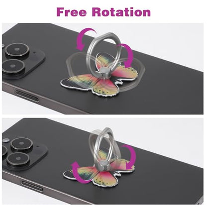 Tyqour 4pcs Cute Butterfly Ring for Phone Case Butterfly Cell Phone Ring Holder Kawaii Metal Phone Finger Holder 360°Rotation Phone Ring Holder Grip for All Smartphones Tablet for Girls/Women