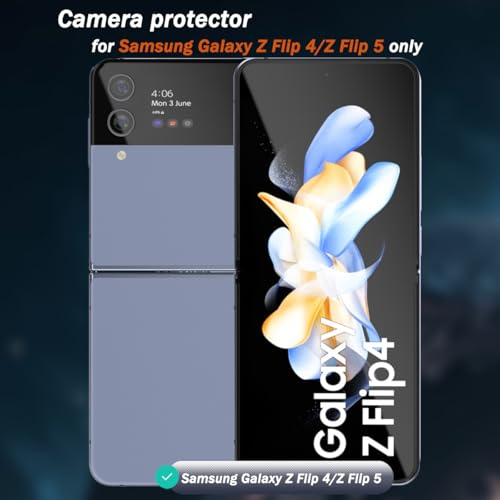 1 Pack Camera Lens Frame for Samsung Galaxy Z Flip 4/Z Flip 5, 9H Glass Screen Protector Anti-Scratch, Tempered Glass Metal Individual Camera Cover Accessories, Black - size: for Galaxy Z Flip 4/Z Flip 5