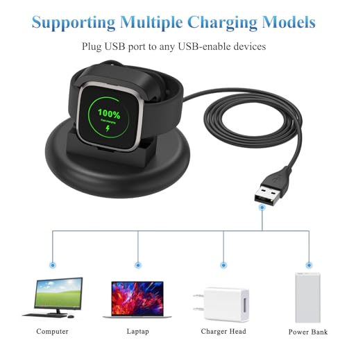 Vancle Charger for Fitbit Versa 2 (Only), Anti-Slip Charging Stand Dock with 4.1Ft USB Cable Cord for Fitbit Versa 2 Smartwatch (Not for Versa/Versa Lite)