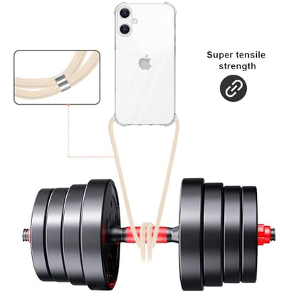 for iPhone 16 Crossbody Case Clear Wearable Adjustable Shoulder Neck Lanyard Strap Cover Women Girls Soft Slim Protective Hanging Phone Mobile Case for iPhone 16 - Beige - size: for iPhone 16