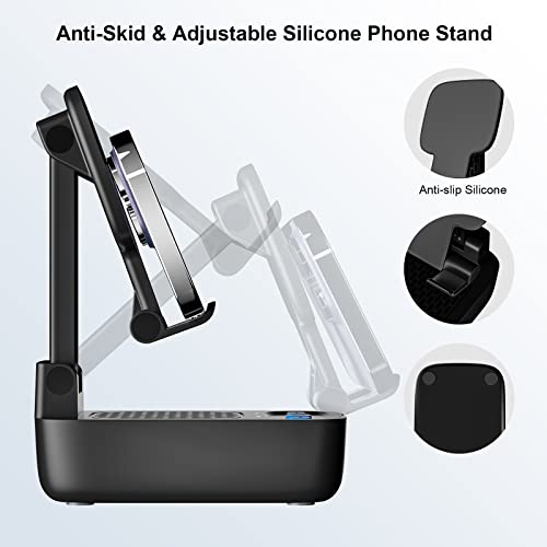comiso Phone Stand with Bluetooth Speaker, HD Stereo, Adjustable - color: Black