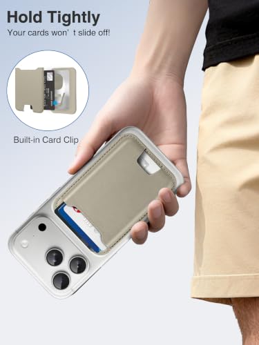 TopMade for MagSafe Wallet, Strongest Magnetic Phone Wallet, 4 Cards Holder - color: Khaki