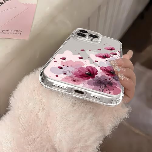 IAIYOXI Clear Case for iPhone 16 Pro, [Crystal Clear Military-Grade Drop Protection], Non-Yellowing, Slim Lightweight Transparent TPU Bumper Phone Case Cover Design - Purple Flower - color: Purple Flowers, size: iPhone 16 Pro