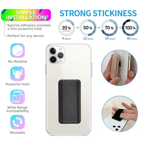 Universal Phone Grip Holder for Hand - Wireless Charging Compatible - Universal Finger Strap Phone Holder Compatible with Most Smartphones (Grey Black) -2Pack - color: Grey Black