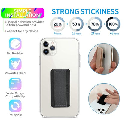 Universal Phone Grip Holder for Hand - Wireless Charging Compatible - Universal Finger Strap Phone Holder Compatible with Most Smartphones (Grey Black) -2Pack - color: Grey Black